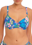 Hot Tropics Plunge Bikini Top Blue