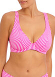 Jewel Cove Plunge Bikini Top Stripe Raspberry