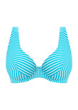 Jewel Cove Plunge Bikini Top Stripe Turquoise