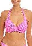 Jewel Cove Halter Bikini Top Stripe Raspberry