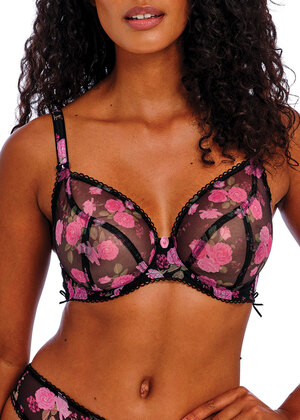 Rose Blossom Plunge Bra Black Rose Rose Blossom  Black Rose