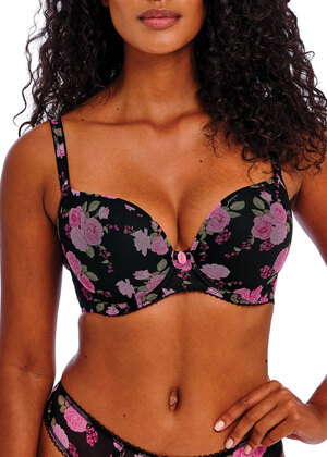 Rose Blossom Molded Plunge Bra Black Rose Rose Blossom  Black Rose