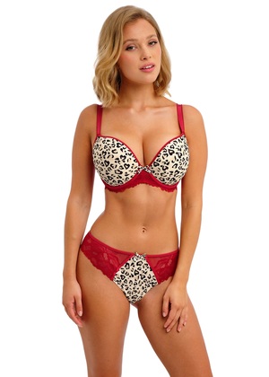 Cherish Me Moulded Plunge Bra Red Leopard Cherish Me  Red Leopard