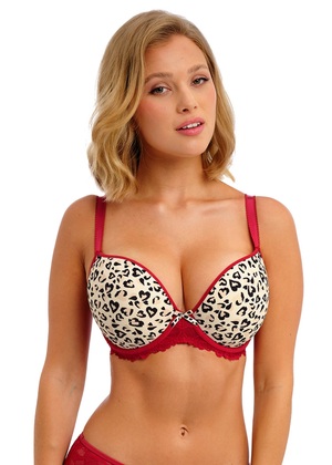 Cherish Me Moulded Plunge Bra Red Leopard Cherish Me  Red Leopard