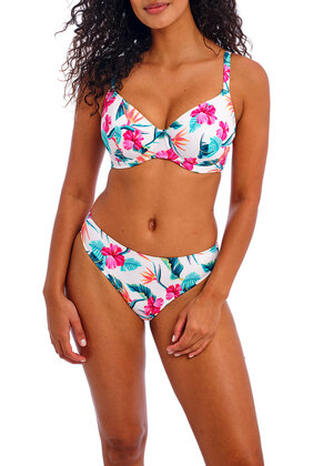 Palm Paradise Plunge Bikini Top White Palm Paradise  White