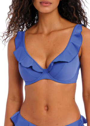 Jewel Cove High Apex Bikini Top Plain Azure Jewel Cove  Plain Azure