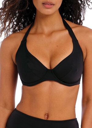 Jewel Cove Halter Bikini Top Plain Black Jewel Cove  Plain Black