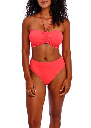 Jewel Cove High Waist Bikini Brief Plain Sunset Jewel Cove  Plain Sunset