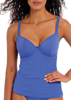 Jewel Cove Plunge Tankini Top Plain Azure Jewel Cove  Plain Azure