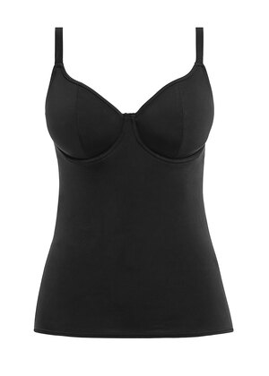 Jewel Cove Plunge Tankini Top Plain Black Jewel Cove  Plain Black