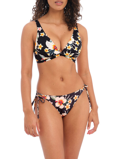 Havana Sunrise Bralette Bikini Top by Freya, Black Floral, Plunge Bikini