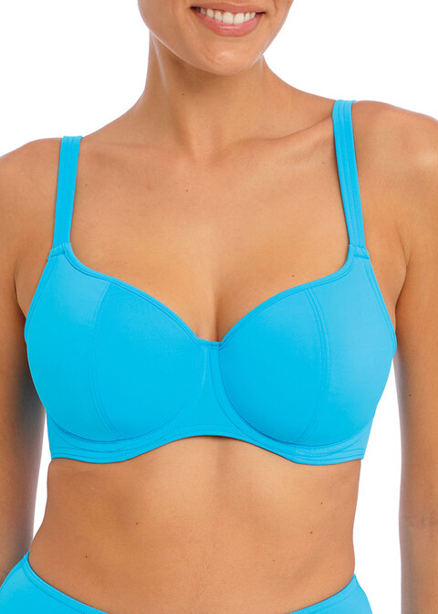 Jewel Cove Plain Turquoise Sweetheart Padded Bikini Top from Freya