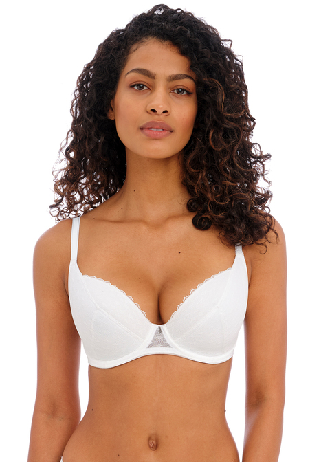 Freya Signature White Padded Plunge Bra, D-H Cup