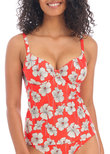 Freya Hibiscus Beach Plunge Tankini Top Sunset Hibiscus Beach Underwire Tankini Top Sunset