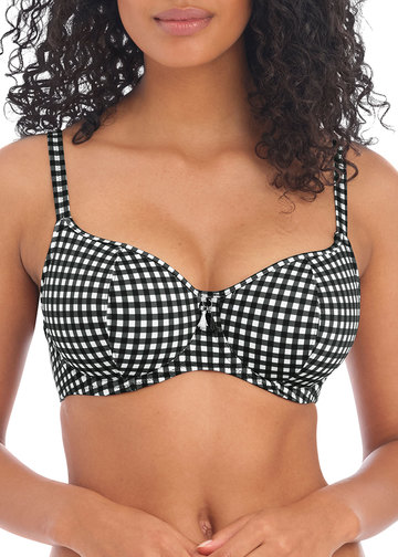 Freya Jewel Cove Sweetheart Padded Underwire Bikini Top (7231)- Black -  Breakout Bras