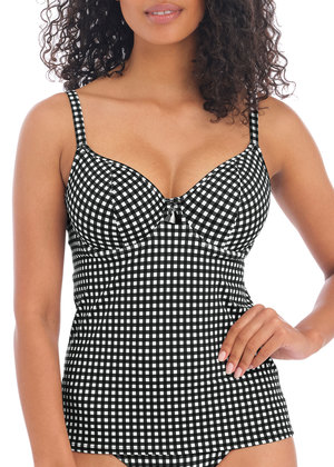Check In Plunge Tankini Top Monochrome Check In  Monochrome