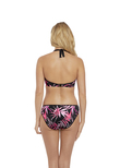 Sunset Palm Halter Bikini Top Black