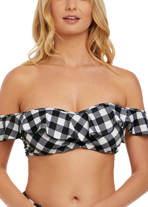 Totally Check Bardot Bikini Top Monochrome Totally Check  Monochrome