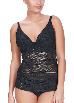 Kenneth Cole Women's Deep V Wave Lace Tankini Top